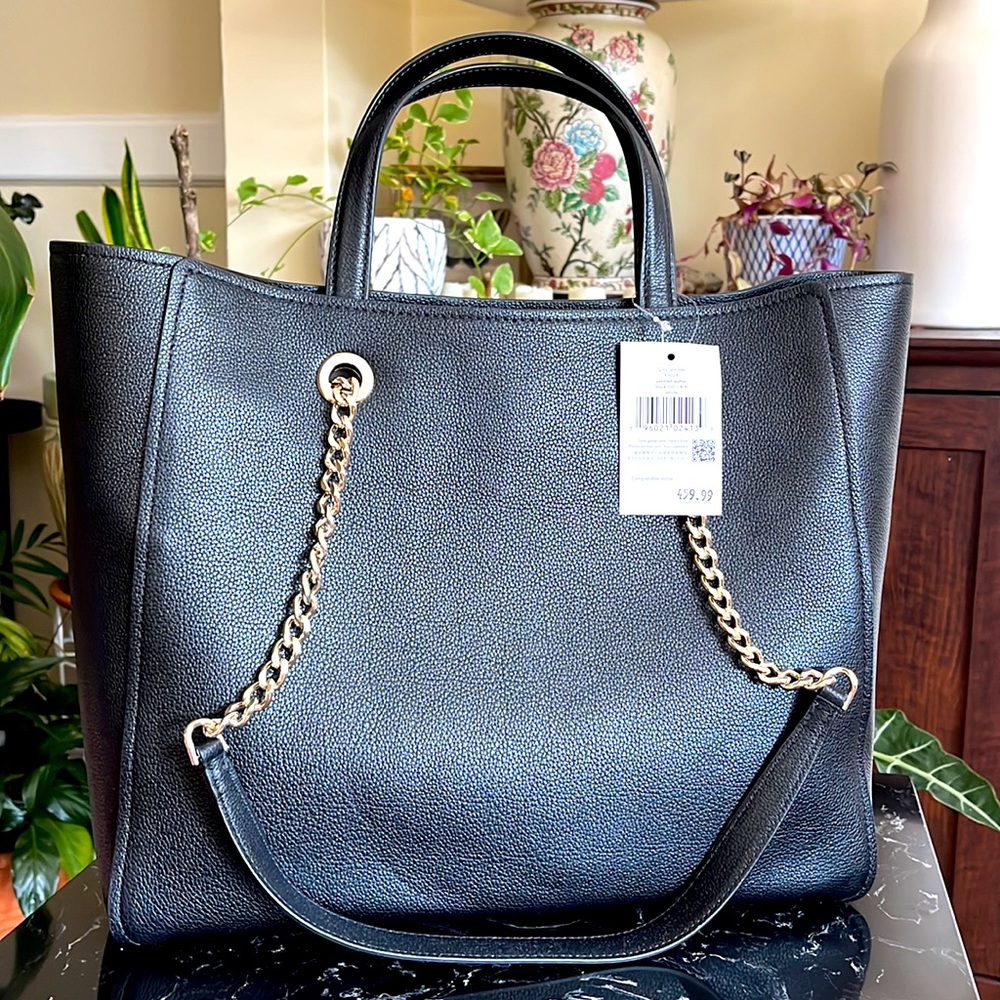 ♠️Kate Spade Large Infinite Triple Comp Tote Bag- Black- Pebble Leather-NWT - Picture 7 of 16